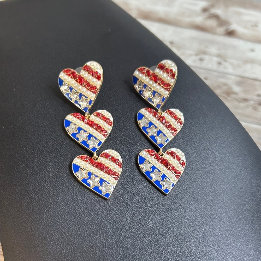 Sugarfix Patriotic Heart Earrings